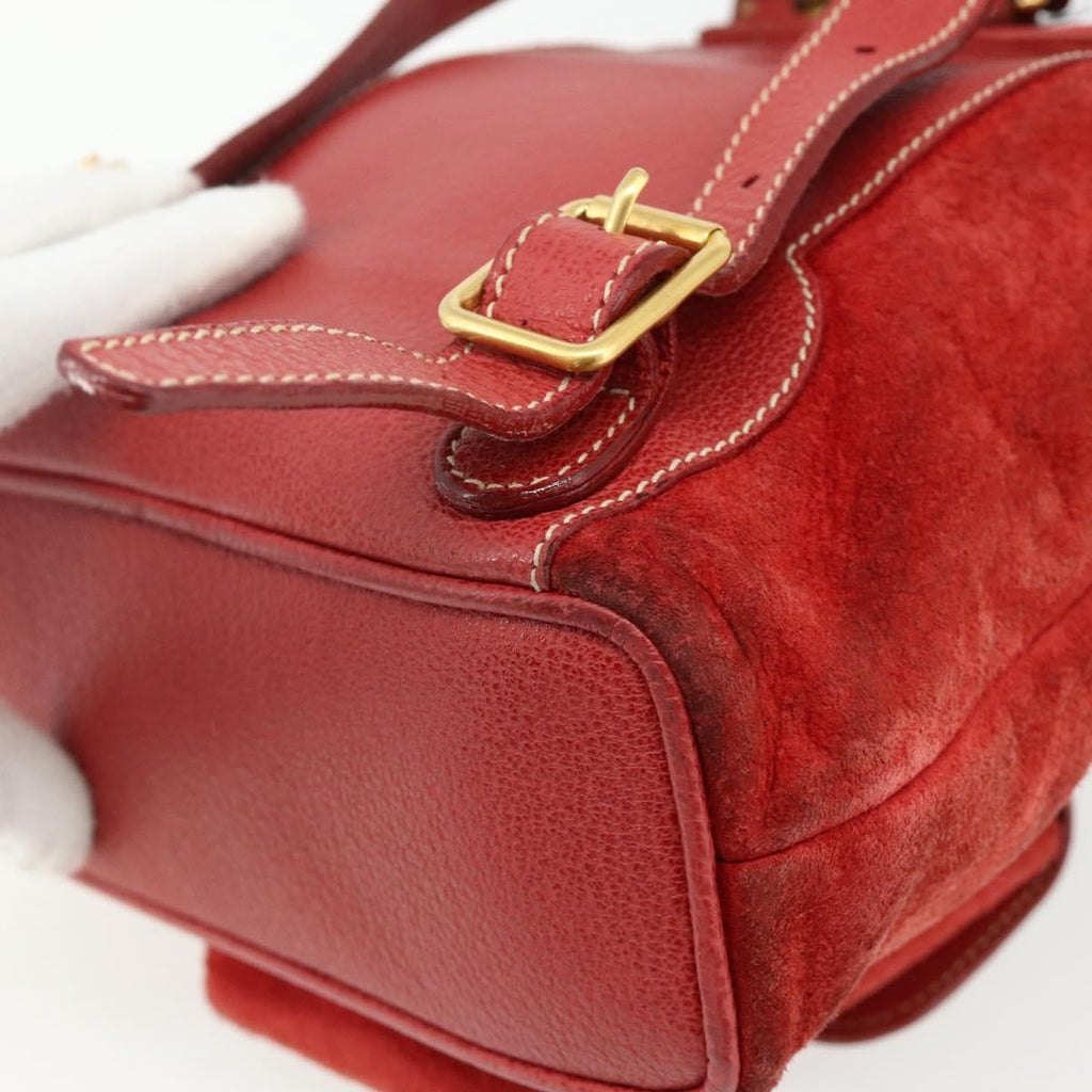 Gucci Gucci Bamboo Backpack Daim Red Suede Backpack Bag (Pre-Owned)
