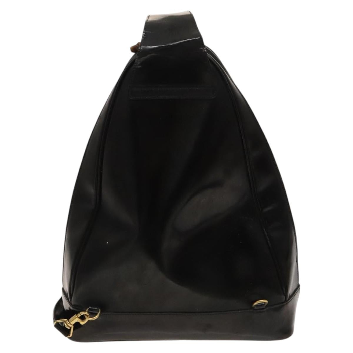 Gucci Vintage Bamboo Backpack Patent Black Patent_Leather Backpack Bag (Pre-Owned)
