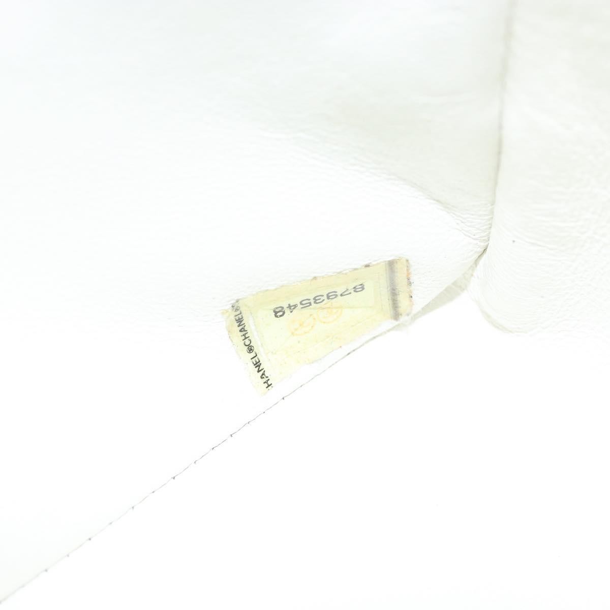 Chanel Vintage Punched Edge Classic Single Flap Bag Quilted Lambskin White Leather Shoulder Bag Bag (Pre-Owned)