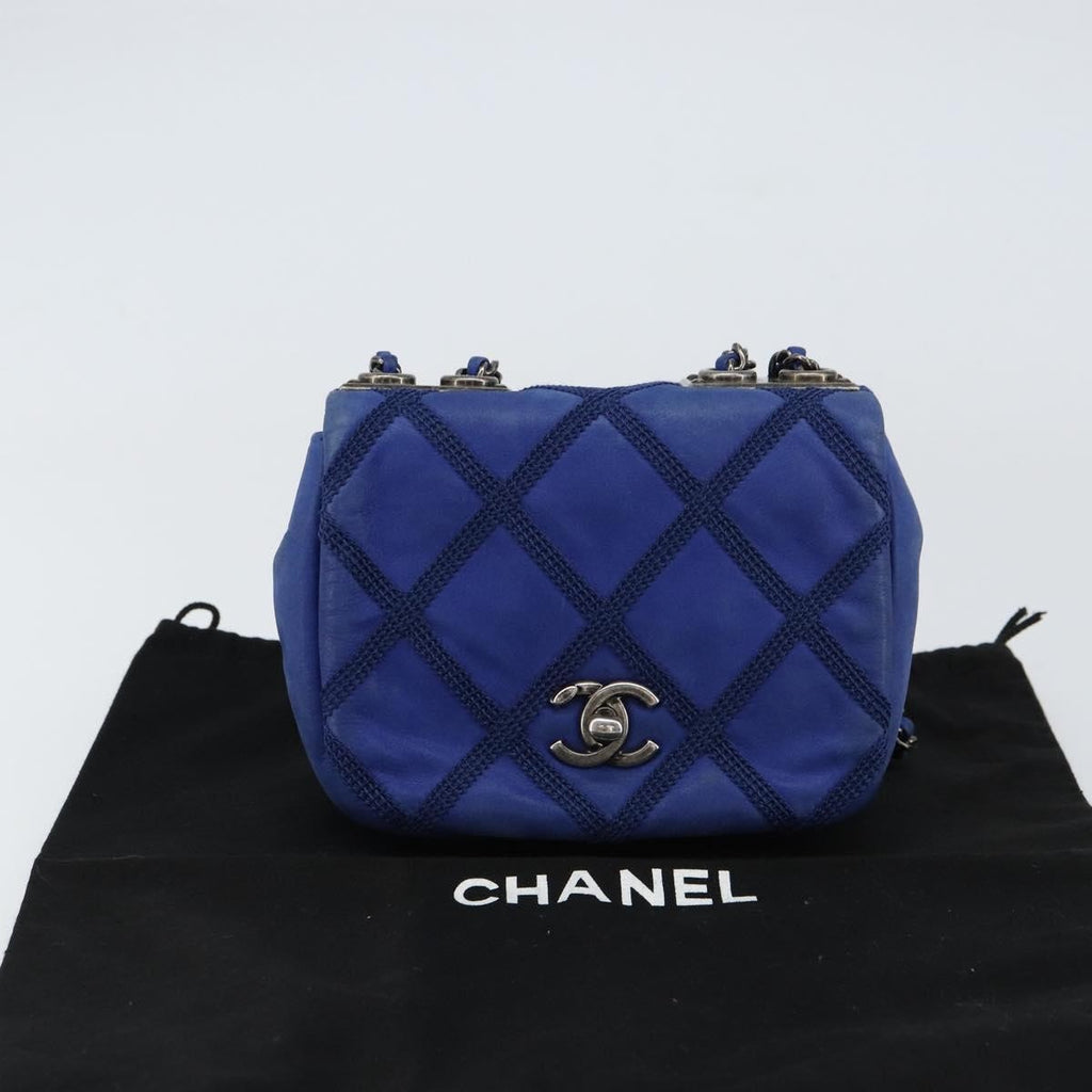 Chanel Diamond Stitch Chain Flap Bag Quilted Iridescent Calfskin Blue Leather Shoulder Bag Bag (Pre-Owned)