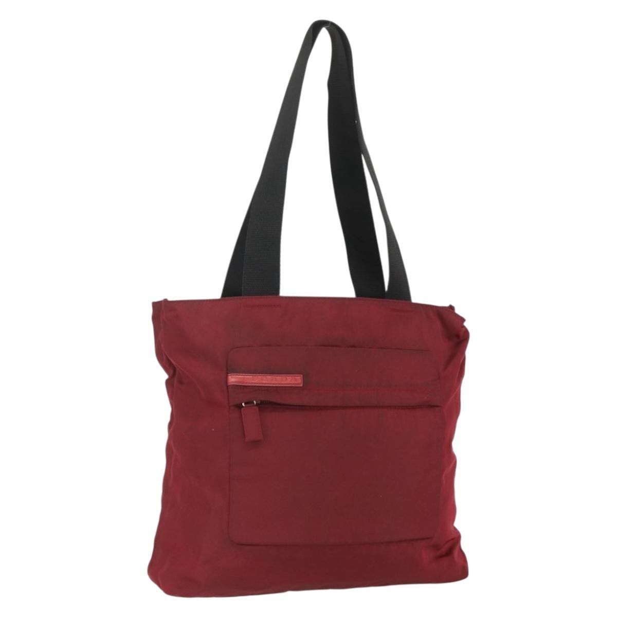 Prada Sport Tote Bag Nylon Red Nylon Tote Bag Bag (Pre-Owned)