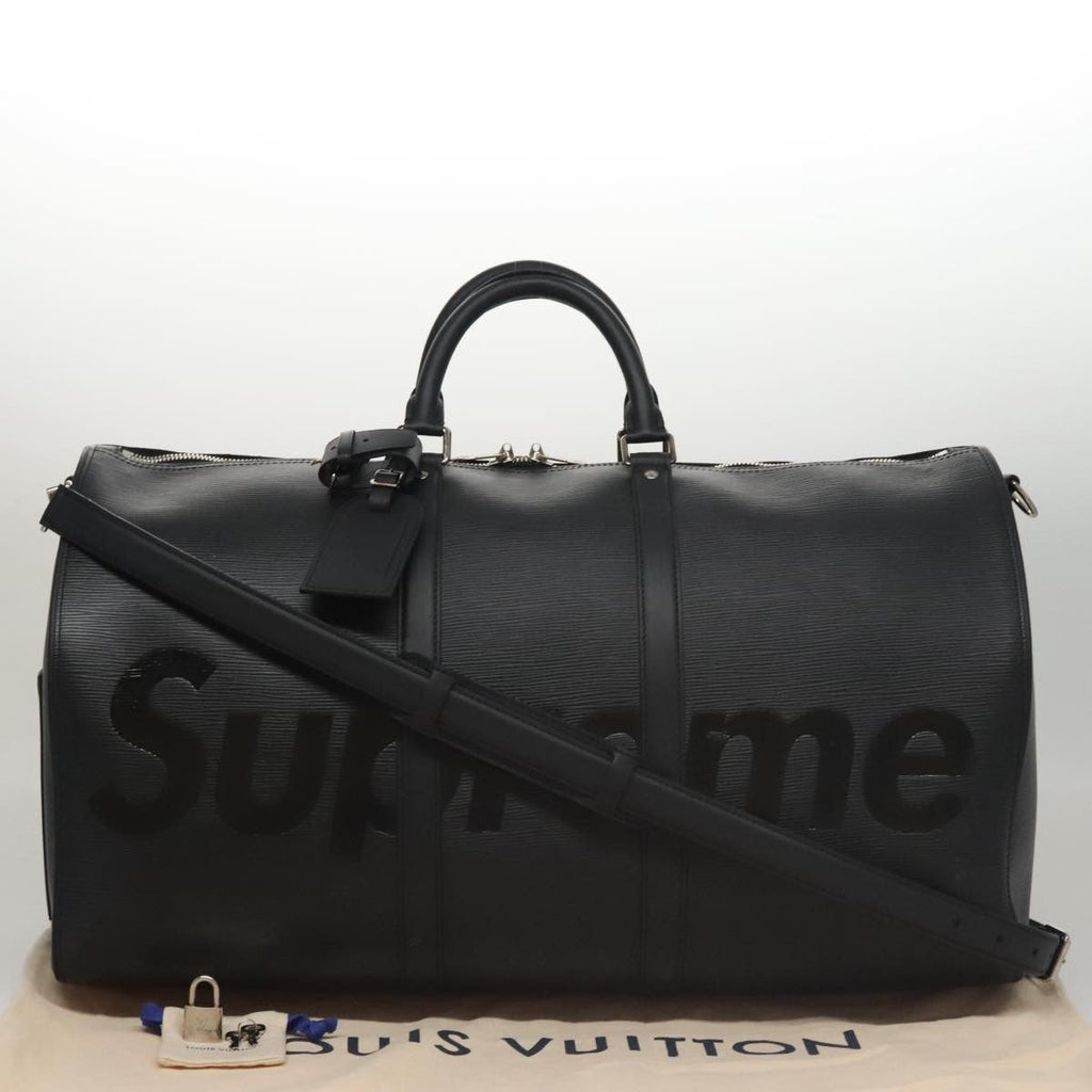 Louis Vuitton Keepall Bandouliere Bag Limited Edition Supreme Epi Leather Black Leather Bag (Pre-Owned)