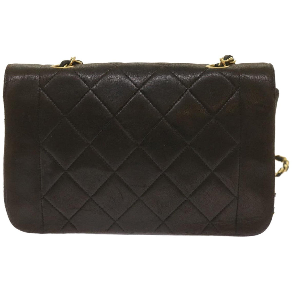 Chanel Vintage Diana Flap Bag Quilted Lambskin Black Leather Shoulder Bag Bag (Pre-Owned)