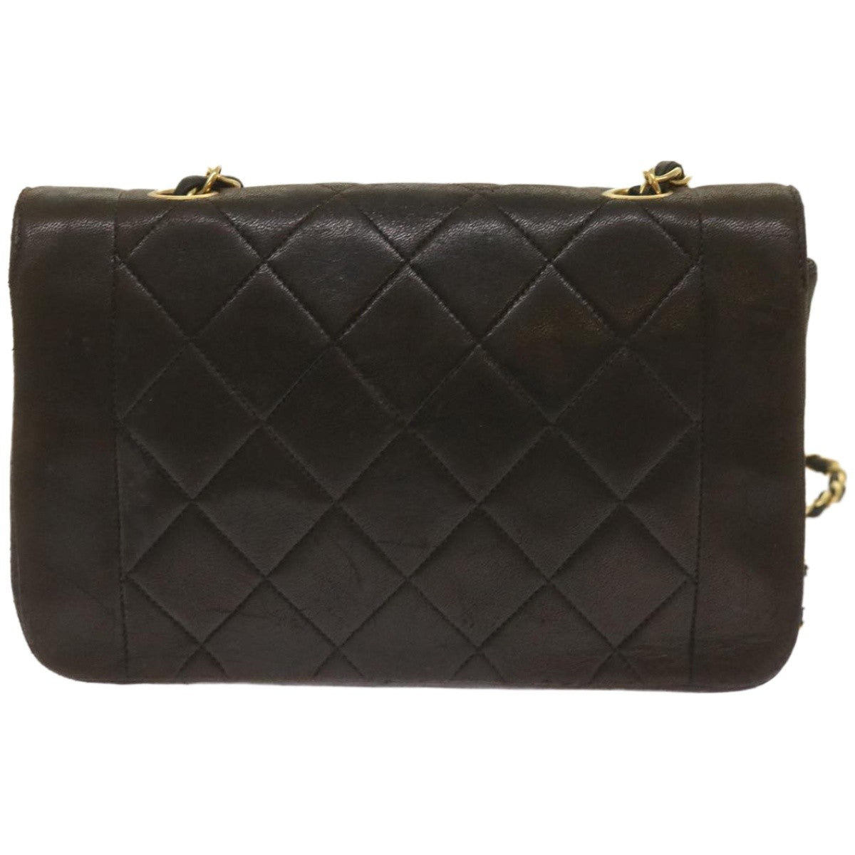 Chanel Vintage Diana Flap Bag Quilted Lambskin Black Leather Shoulder Bag Bag (Pre-Owned)
