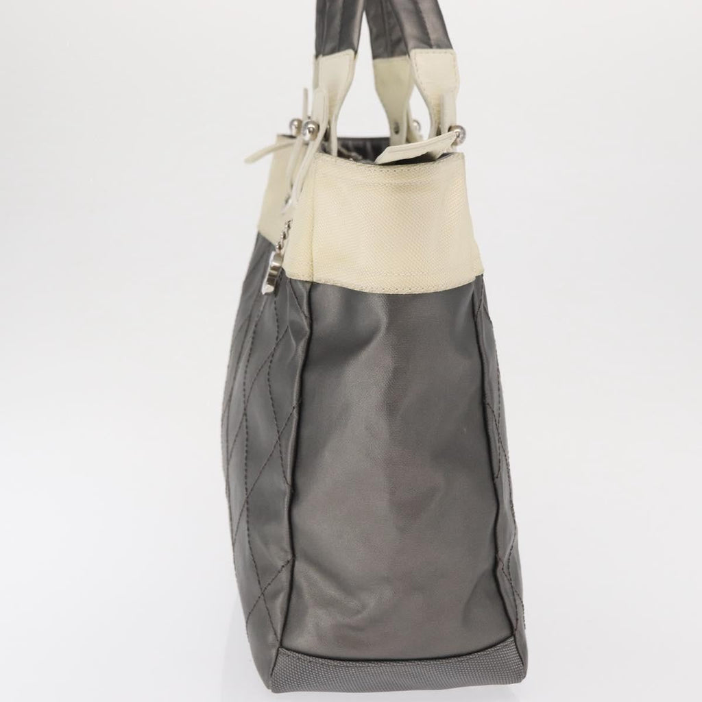 Chanel Biarritz Tote Nylon Silver Nylon Tote Bag Bag (Pre-Owned)