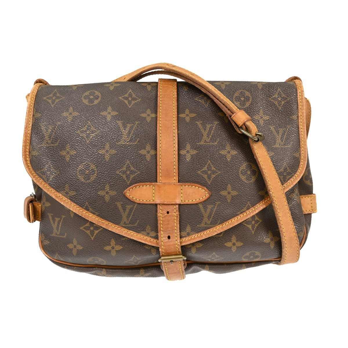 Louis Vuitton Saumur Handbag Monogram Canvas Brown Canvas Shoulder Bag Bag (Pre-Owned)