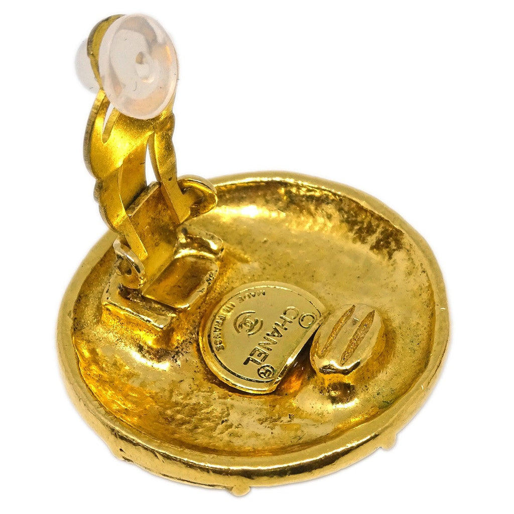 Chanel Cc Round Earrings Metal Gold Gold_Plated Earrings Jewelry (Pre-Owned)