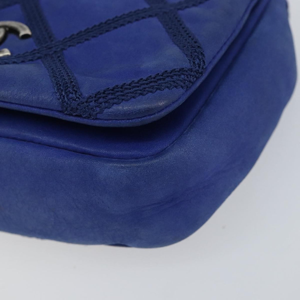 Chanel Diamond Stitch Chain Flap Bag Quilted Iridescent Calfskin Blue Leather Shoulder Bag Bag (Pre-Owned)