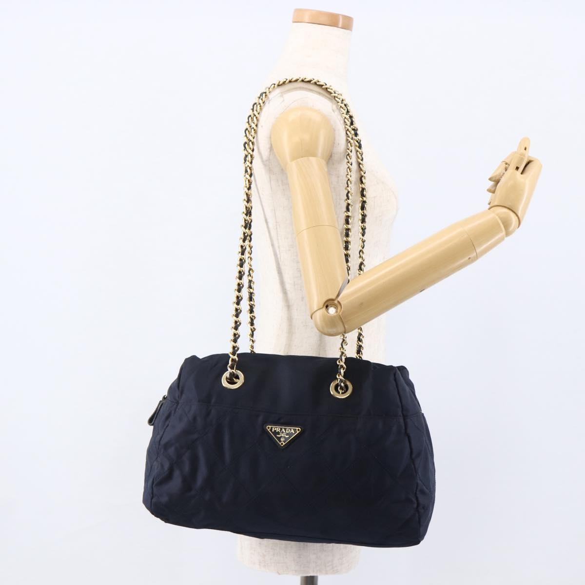 Prada Re-Edition 1995 Chain Tote Quilted Re-Nylon Navy Nylon Shoulder Bag Bag (Pre-Owned)