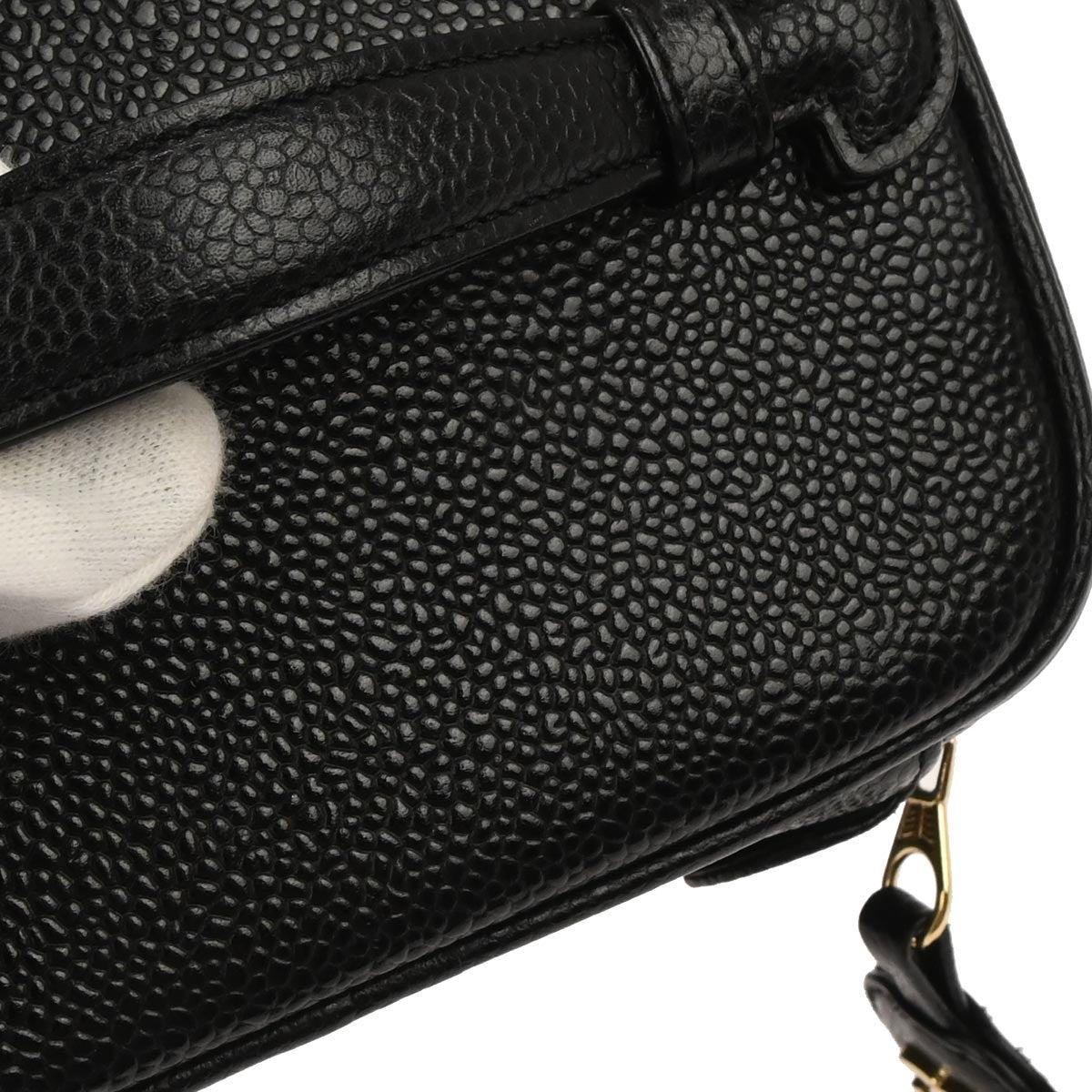 Chanel Vintage Timeless Cosmetic Case Caviar Black Leather Handbag (Pre-Owned)
