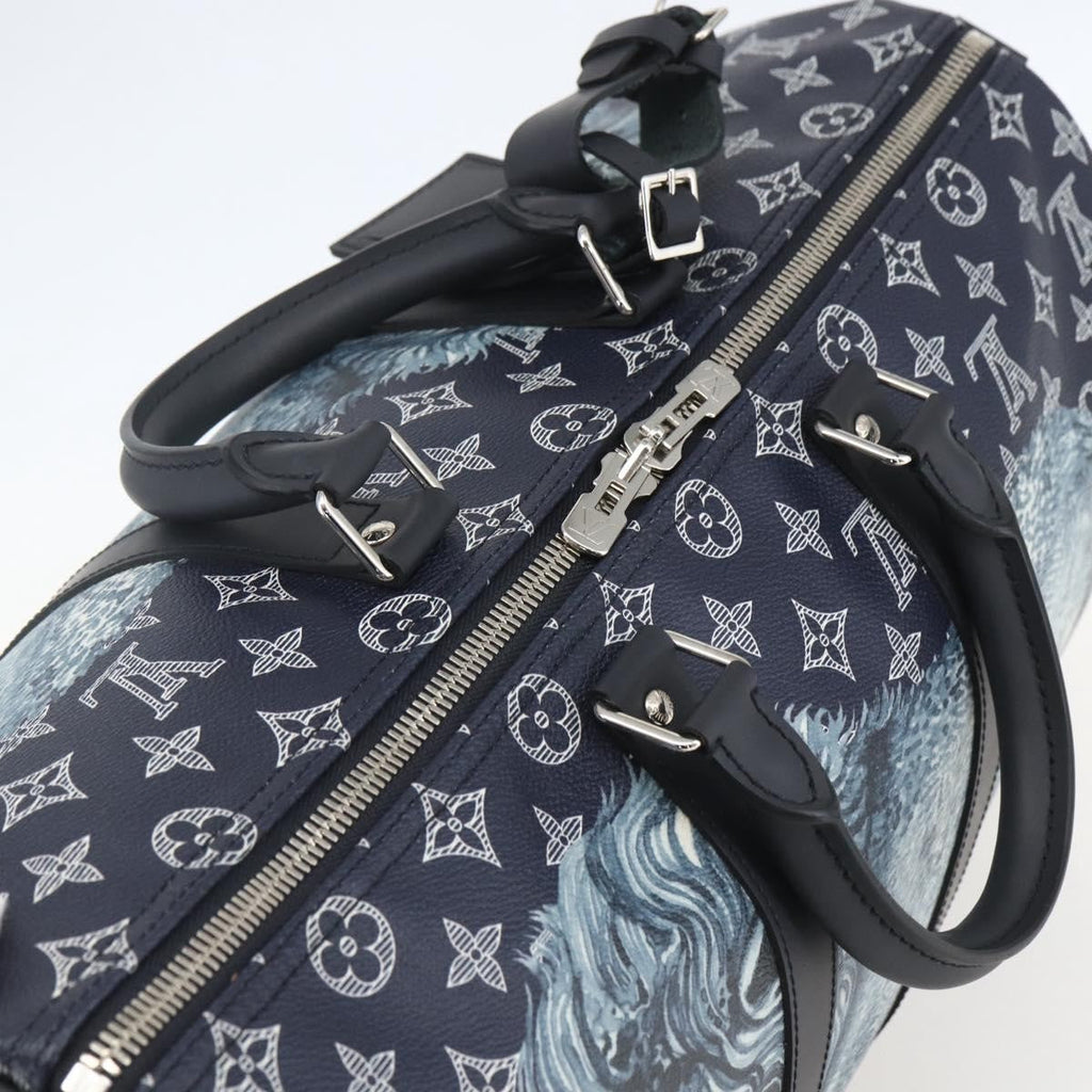 Louis Vuitton Keepall Bandouliere Bag Limited Edition Chapman Savane Monogram Canvas Navy Canvas Travel Bag Bag (Pre-Owned)
