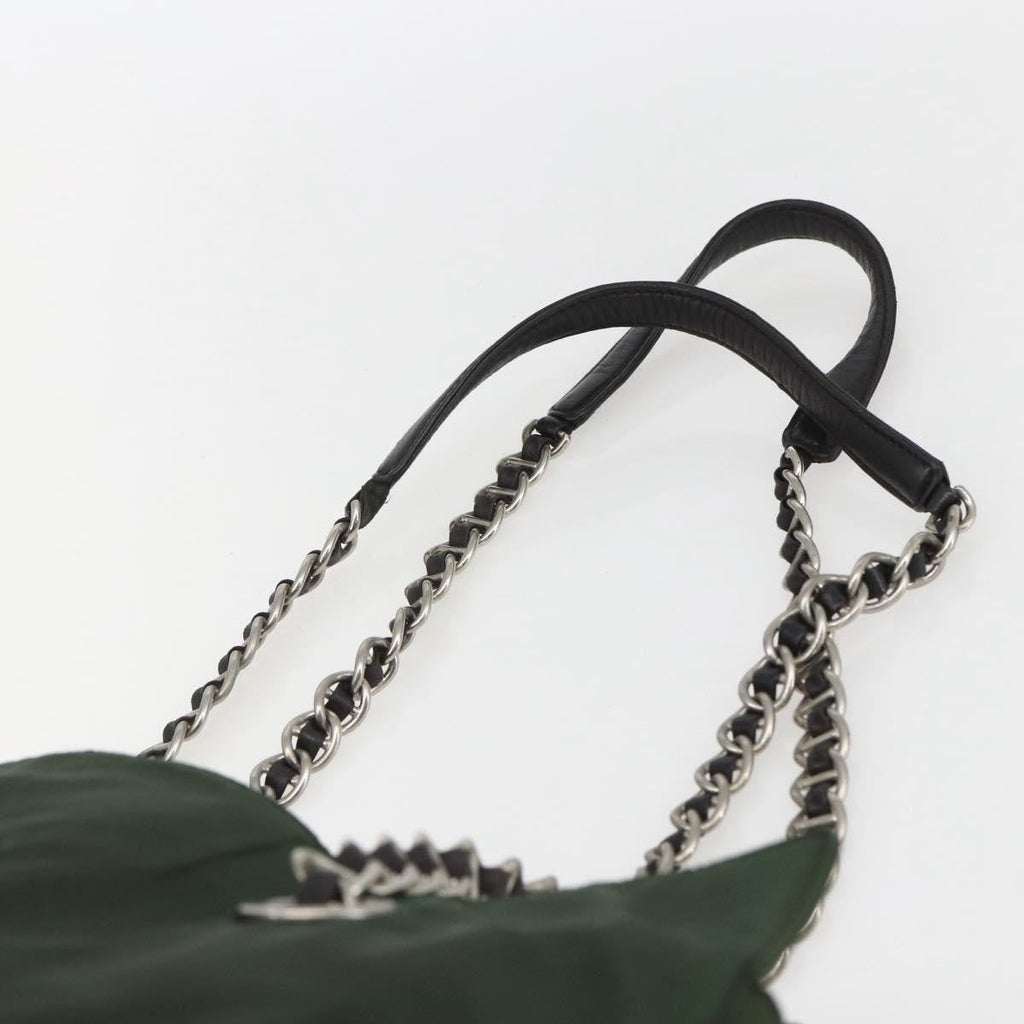 Prada Re-Edition 1995 Chain Tote Quilted Re-Nylon Khaki Nylon Shoulder Bag Bag (Pre-Owned)