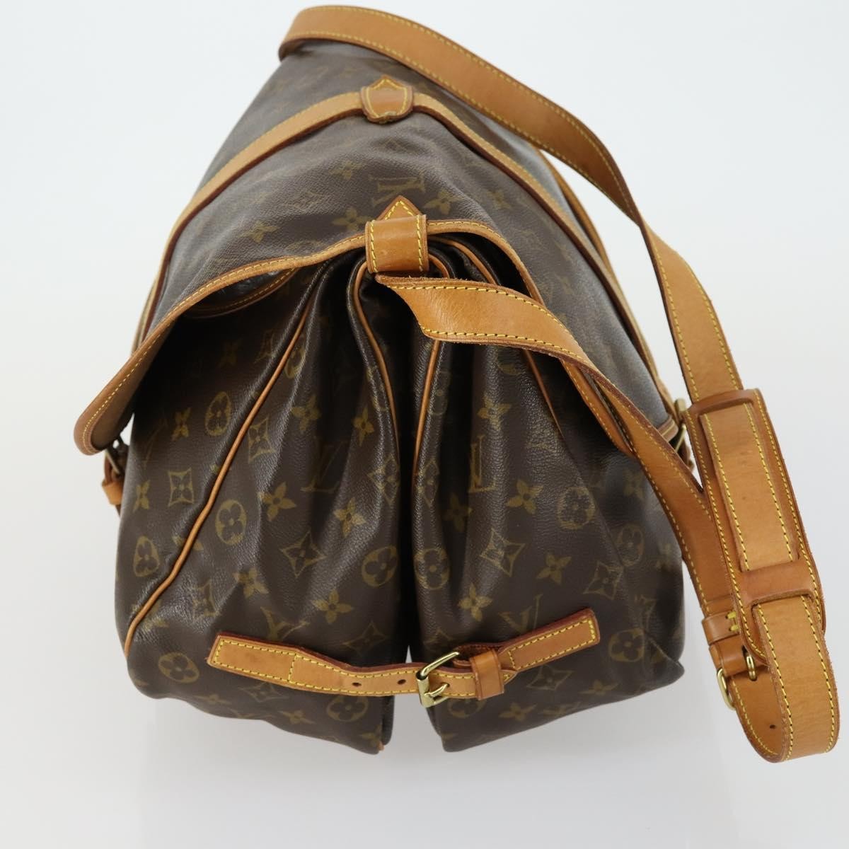 Louis Vuitton Saumur Handbag Monogram Canvas Brown Canvas Shoulder Bag Bag (Pre-Owned)