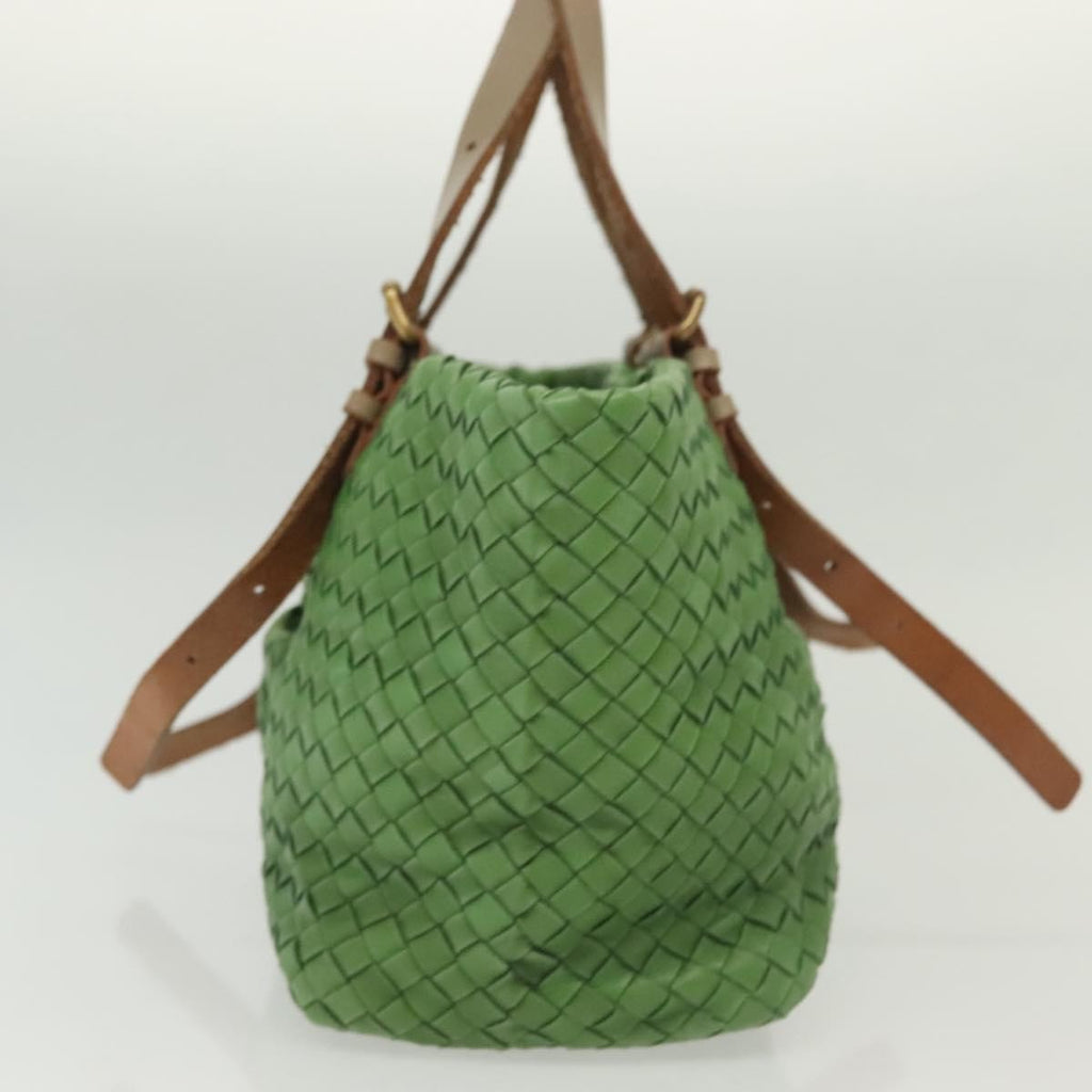 Bottega Veneta Intrecciato Leather Green Leather Handbag (Pre-Owned)