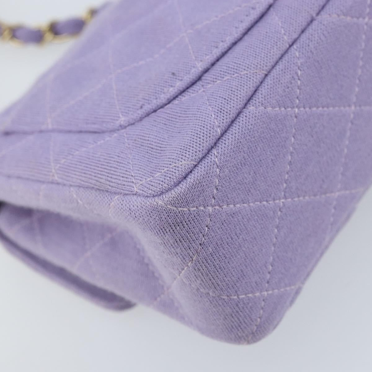 Chanel Square Classic Single Flap Bag Fabric Purple Cotton Crossbody Bag Bag (Pre-Owned)