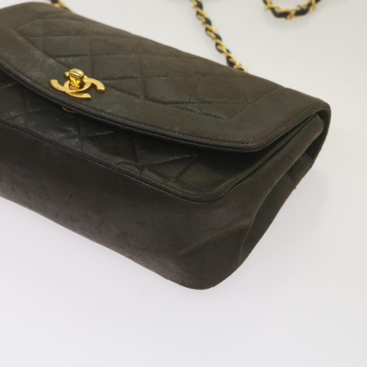 Chanel Vintage Diana Flap Bag Quilted Lambskin Black Leather Shoulder Bag Bag (Pre-Owned)