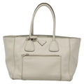 Prada Front Pocket Wing Convertible Tote Vitello Daino White Leather Tote Bag Bag (Pre-Owned)