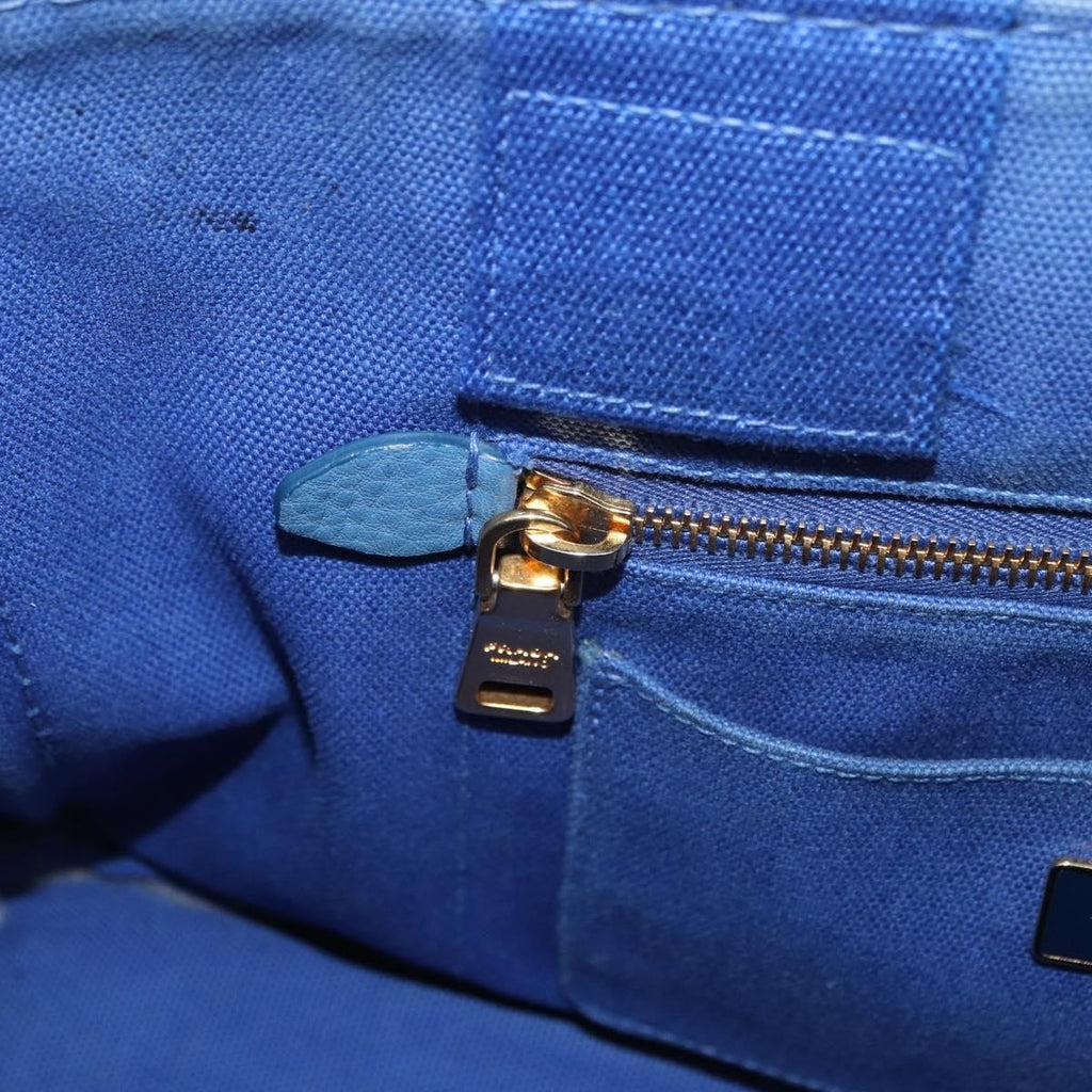 Prada Canapa Open Tote Canvas Blue Canvas Tote Bag Bag (Pre-Owned)