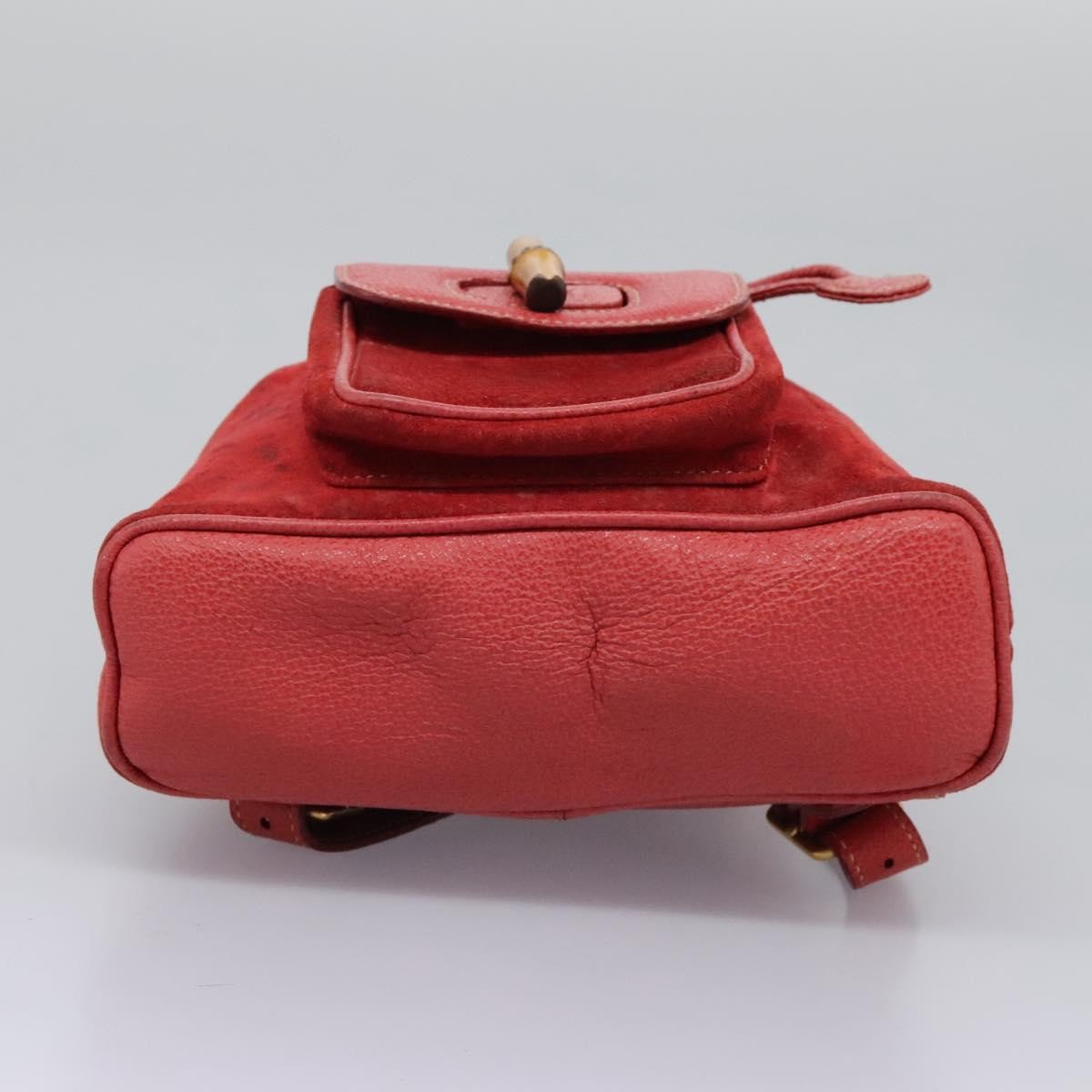 Gucci Gucci Bamboo Backpack Daim Red Suede Backpack Bag (Pre-Owned)