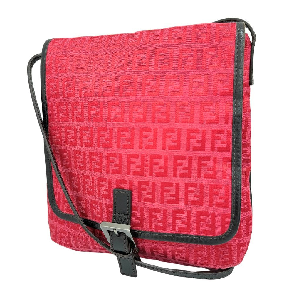 Fendi Flap Crossbody Bag Zucca Canvas Red Canvas Shoulder Bag Bag (Pre-Owned)