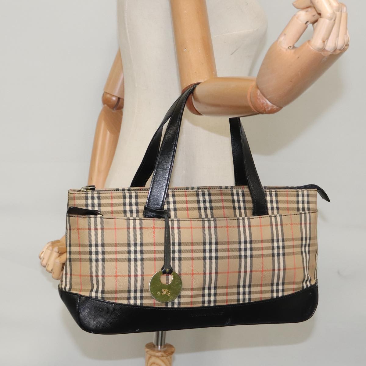 Burberry Nova Check Handbag Nova Check Canvas Beige Canvas Handbag (Pre-Owned)