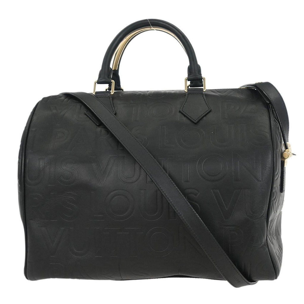 Louis Vuitton Paris Speedy Cube Bag Embossed Leather Black Leather Handbag (Pre-Owned)