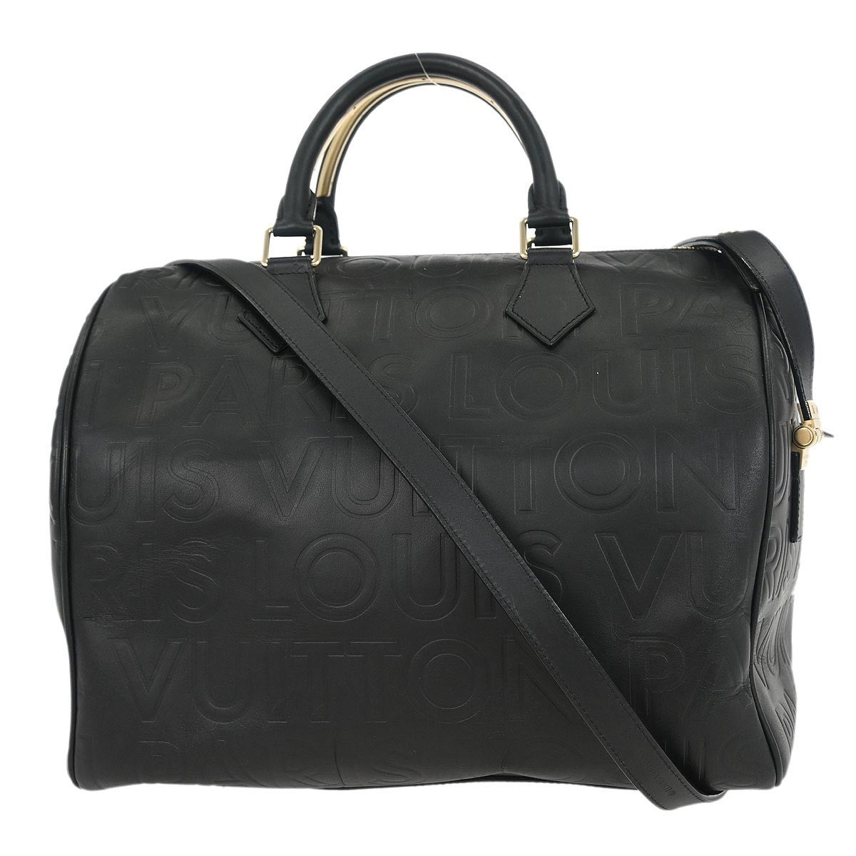 Louis Vuitton Paris Speedy Cube Bag Embossed Leather Black Leather Handbag (Pre-Owned)