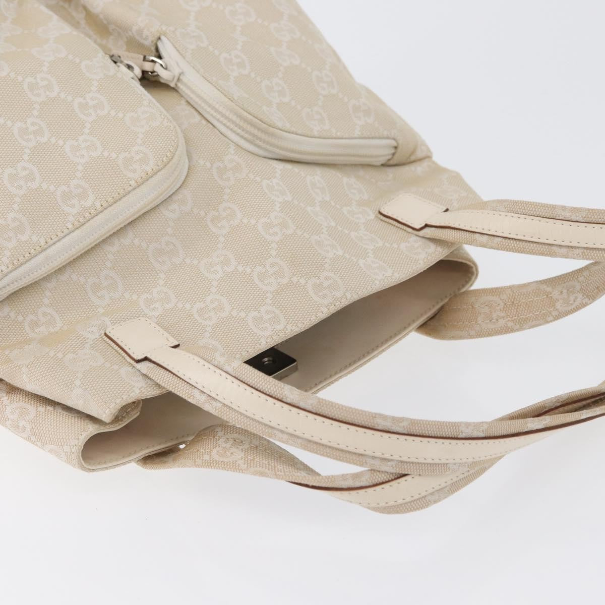 Gucci Double Pocket Tote Gg Canvas Ecru Canvas Handbag (Pre-Owned)