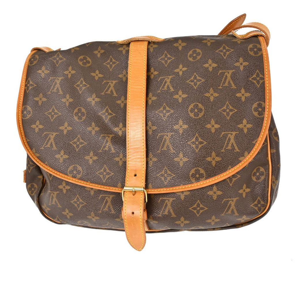 Louis Vuitton Saumur Handbag Monogram Canvas Brown Canvas Shoulder Bag Bag (Pre-Owned)