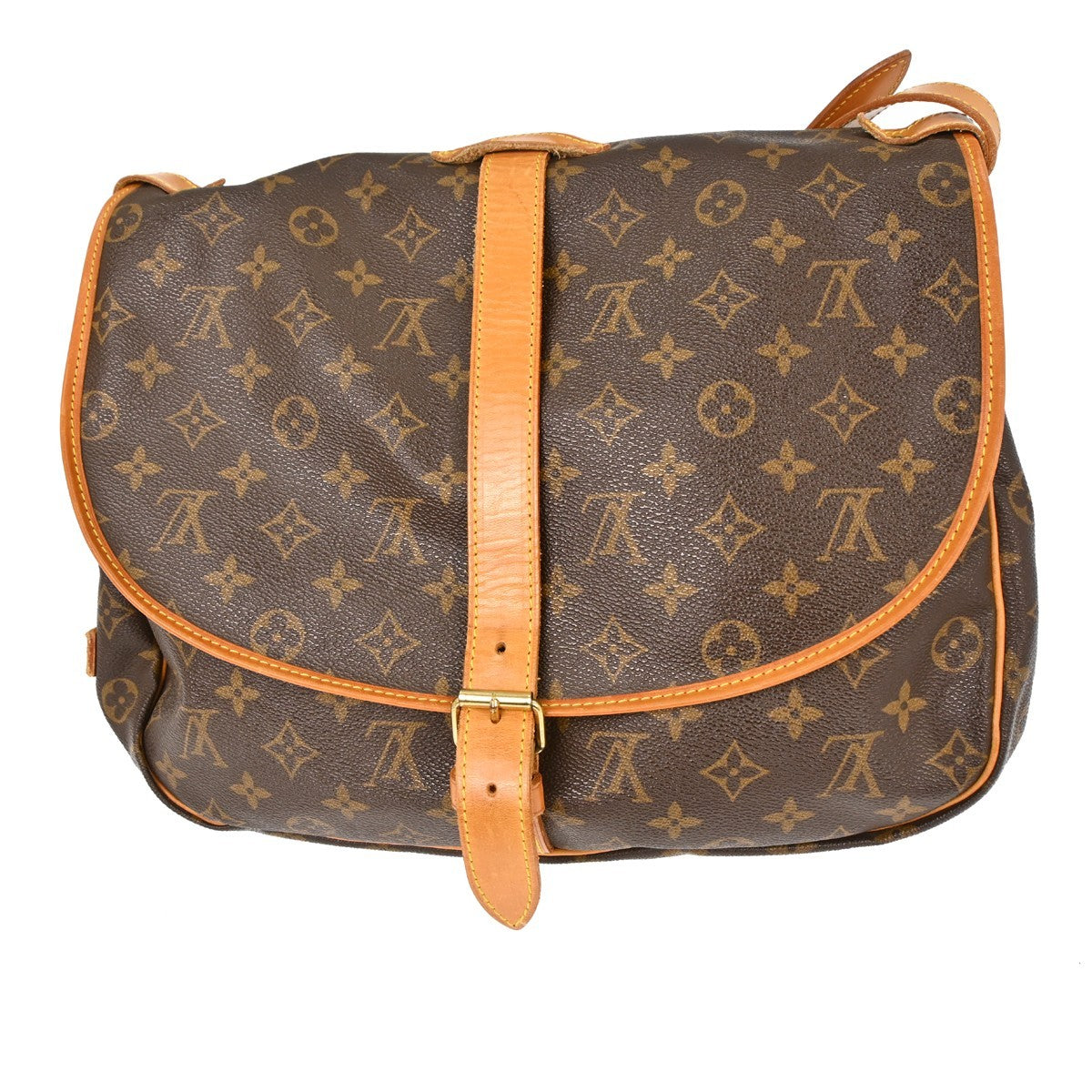 Louis Vuitton Saumur Handbag Monogram Canvas Brown Canvas Shoulder Bag Bag (Pre-Owned)