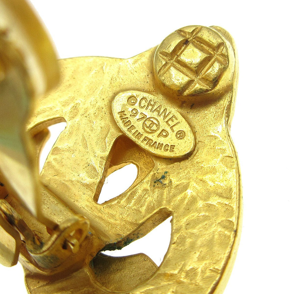 Chanel Cc Logo Heart Gold-Plated Gold Gold_Plated Earrings Jewelry (Pre-Owned)