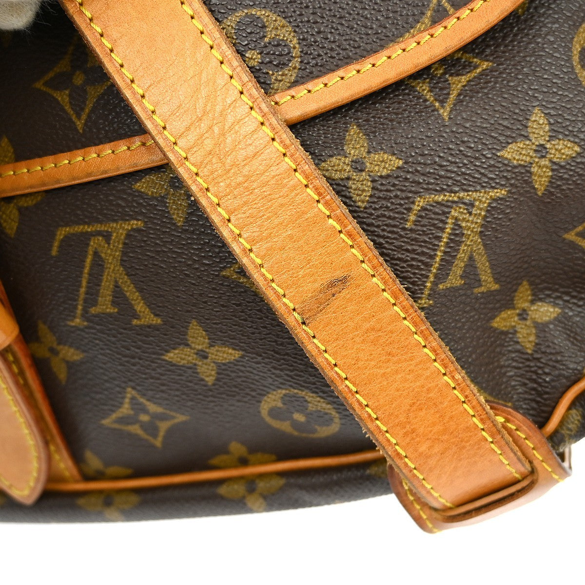 Louis Vuitton Saumur Handbag Monogram Canvas Brown Canvas Shoulder Bag Bag (Pre-Owned)