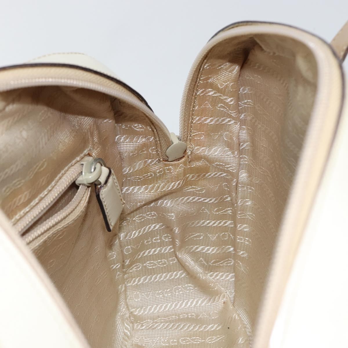 Prada Re-Edition 1995 Handbag Patent Leather Beige Patent_Leather Handbag (Pre-Owned)
