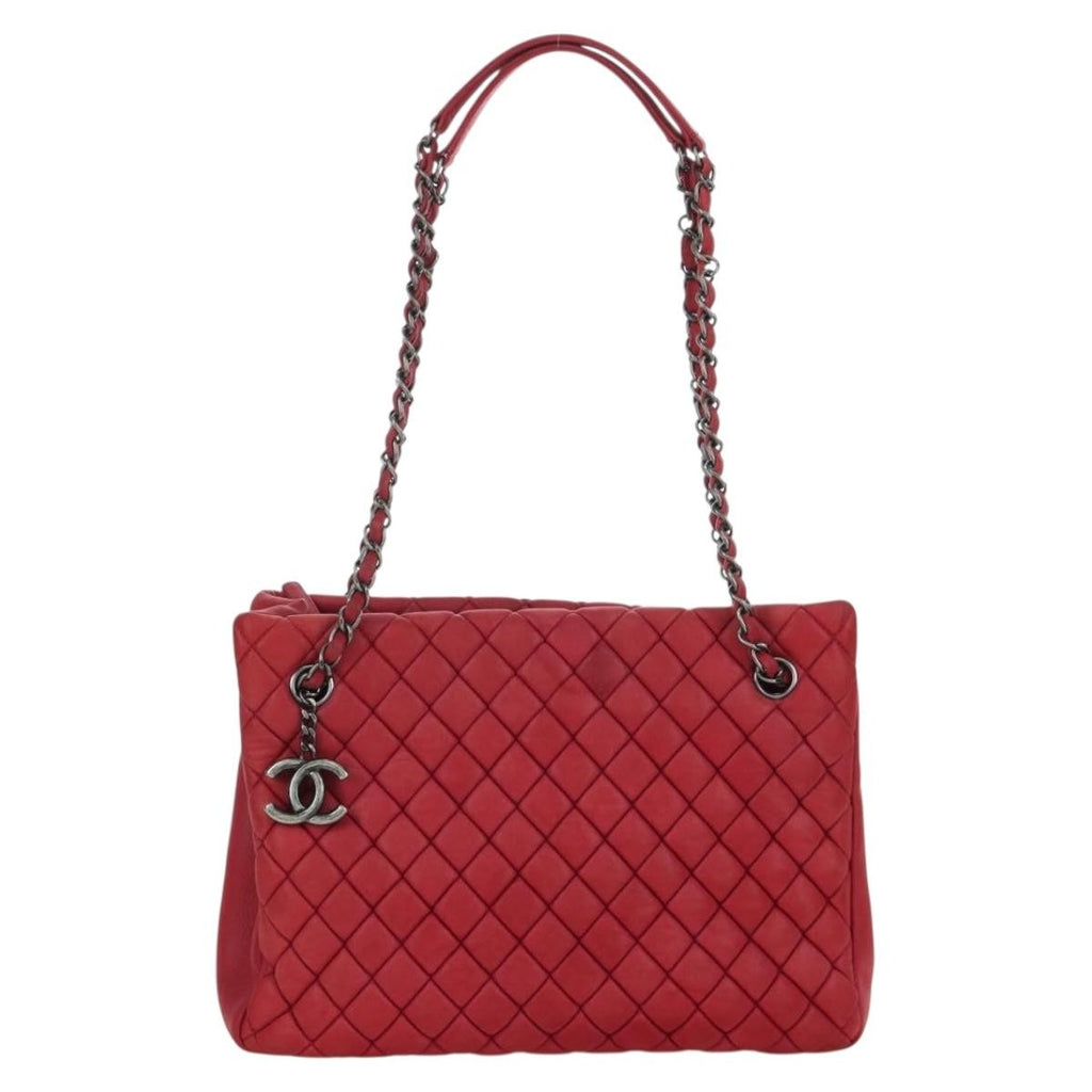 Chanel New Bubble Tote Quilted Calfskin Red Leather Tote Bag Bag (Pre-Owned)
