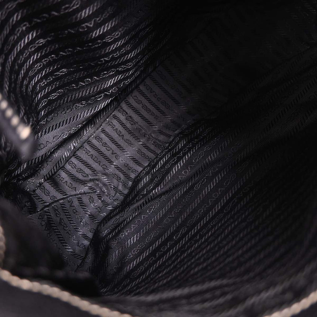 Prada Vintage Shoulder Bag Nylon And Leather Black Nylon Shoulder Bag Bag (Pre-Owned)