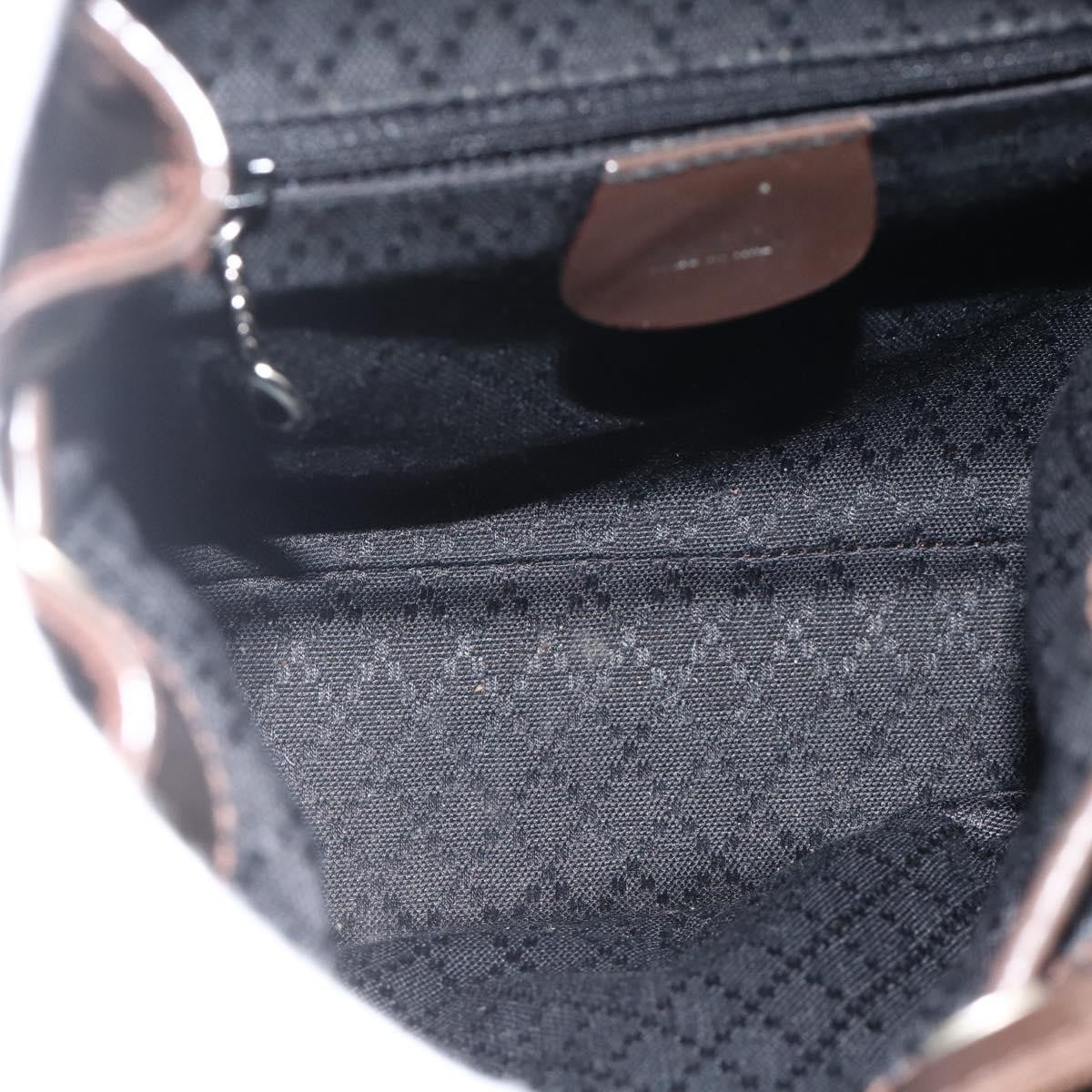 Gucci Vintage Bamboo Backpack Nylon And Patent Leather Brown Nylon Backpack Bag (Pre-Owned)