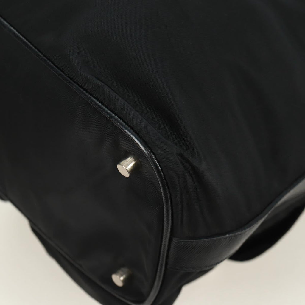 Prada Double Pocket Drawstring Shoulder Bag Tessuto Black Nylon Shoulder Bag Bag (Pre-Owned)
