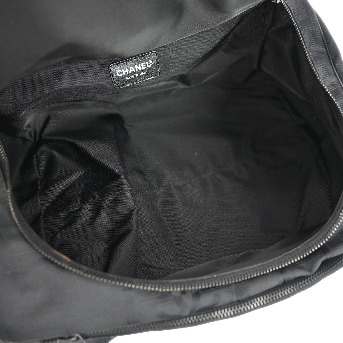 Chanel Travel Line Barrel Bag Nylon Black Nylon Handbag (Pre-Owned)