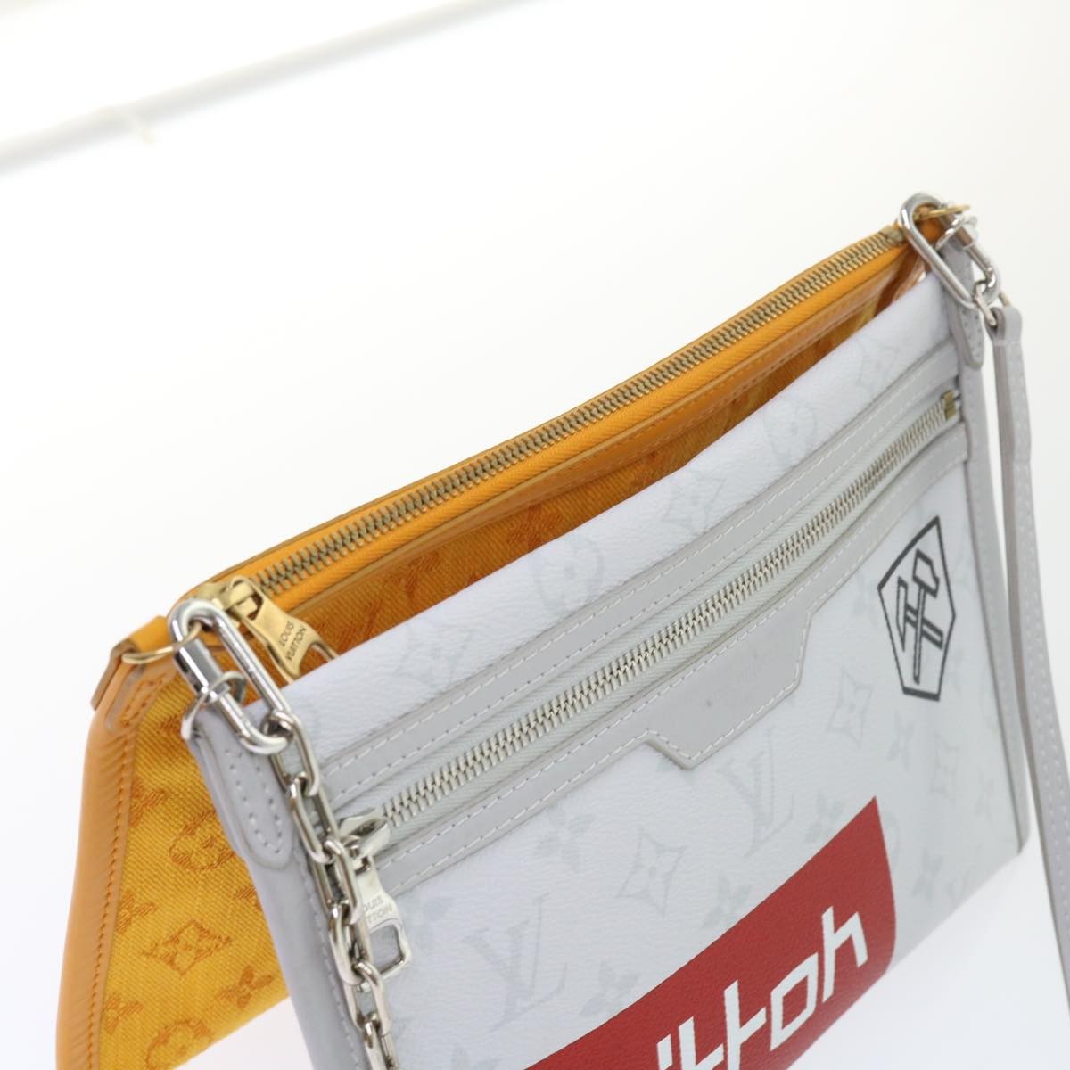 Louis Vuitton Double Flat Messenger Bag Limited Edition Logo Story Monogram Canvas And Denim Multicolour Canvas Clutche & Pouche Bag (Pre-Owned)