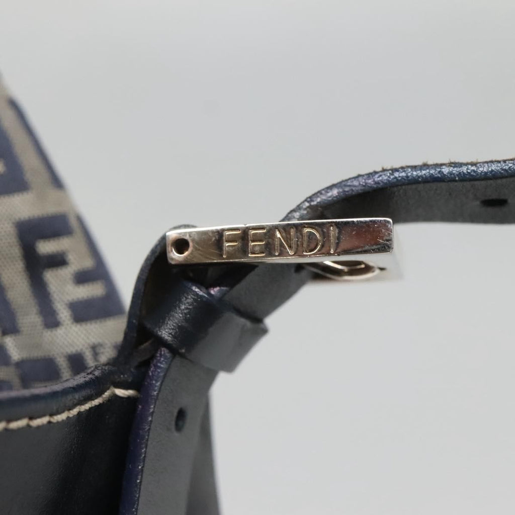 Fendi Ff Logo Mon Tresor Bucket Bag Printed Shearling With Leather Navy Canvas Shoulder Bag Bag (Pre-Owned)