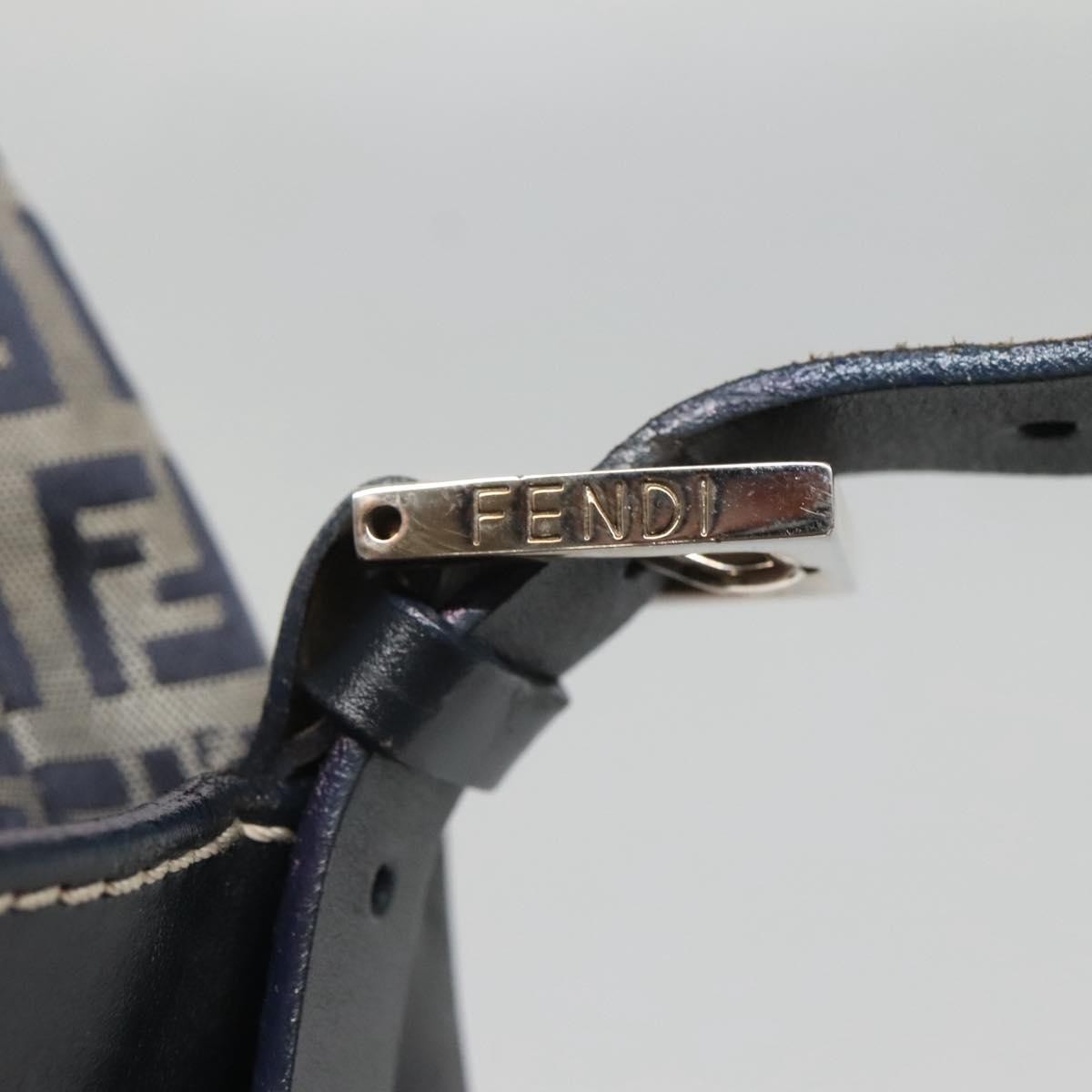 Fendi Ff Logo Mon Tresor Bucket Bag Printed Shearling With Leather Navy Canvas Shoulder Bag Bag (Pre-Owned)