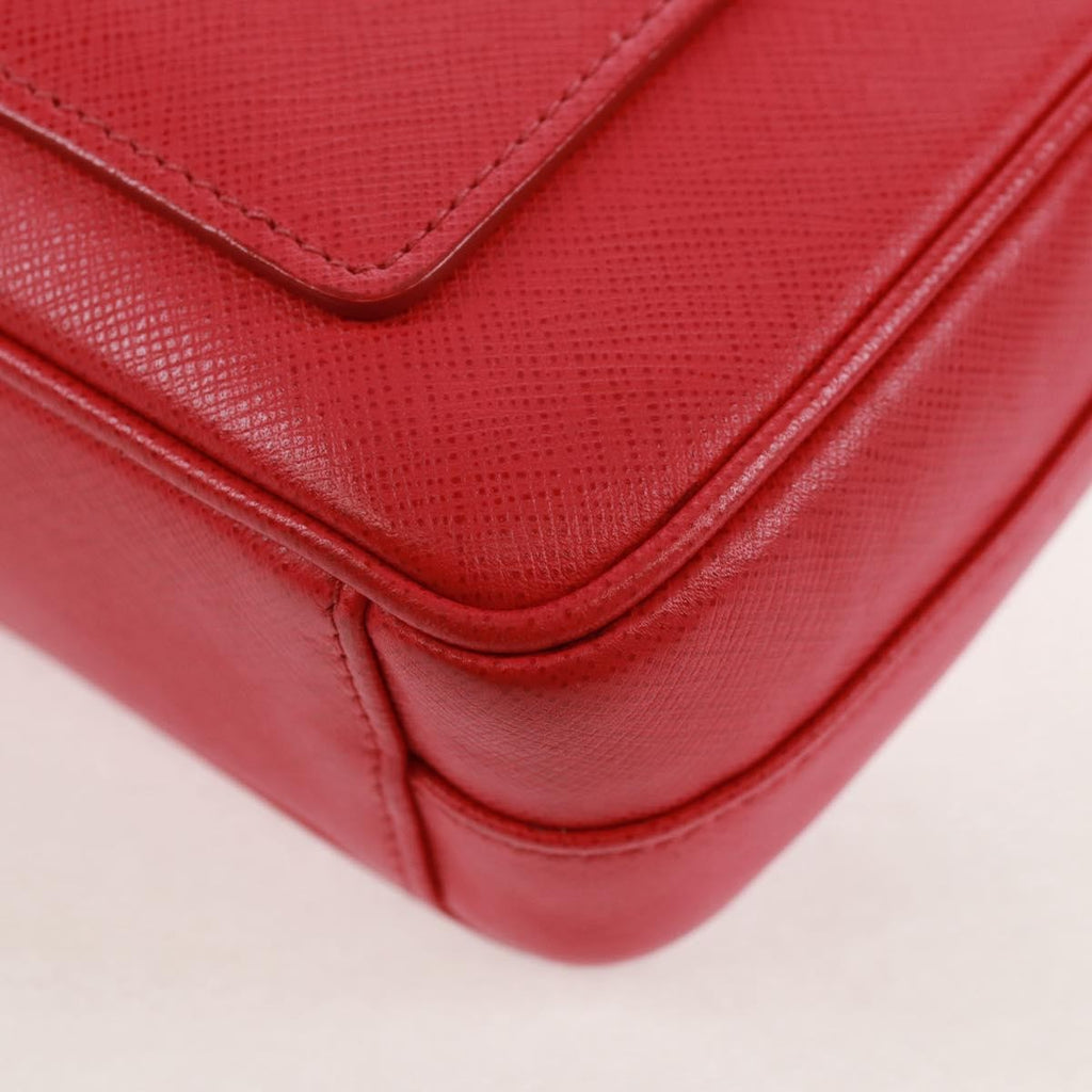 Prada Sound Chain Shoulder Bag Saffiano Leather Red Leather Shoulder Bag Bag (Pre-Owned)