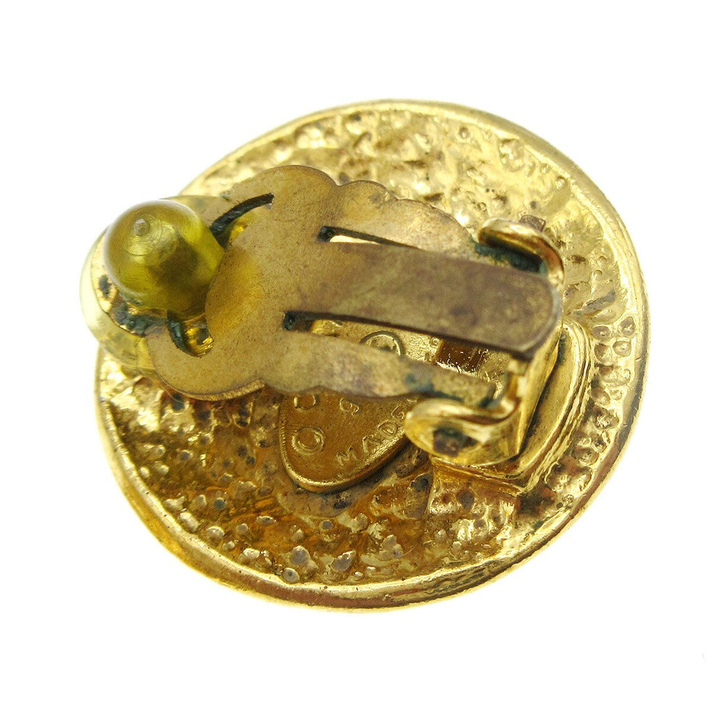 Chanel Cc Button Clip-On Earrings Metal Gold Gold_Plated Earrings Jewelry (Pre-Owned)