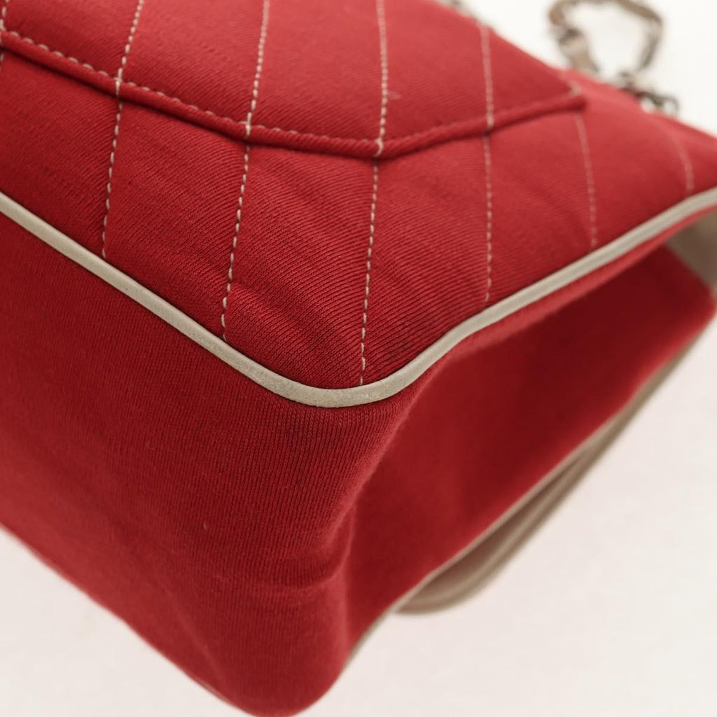 Chanel Leo Lion Flap Bag Chevron Jersey Red Cotton Shoulder Bag Bag (Pre-Owned)