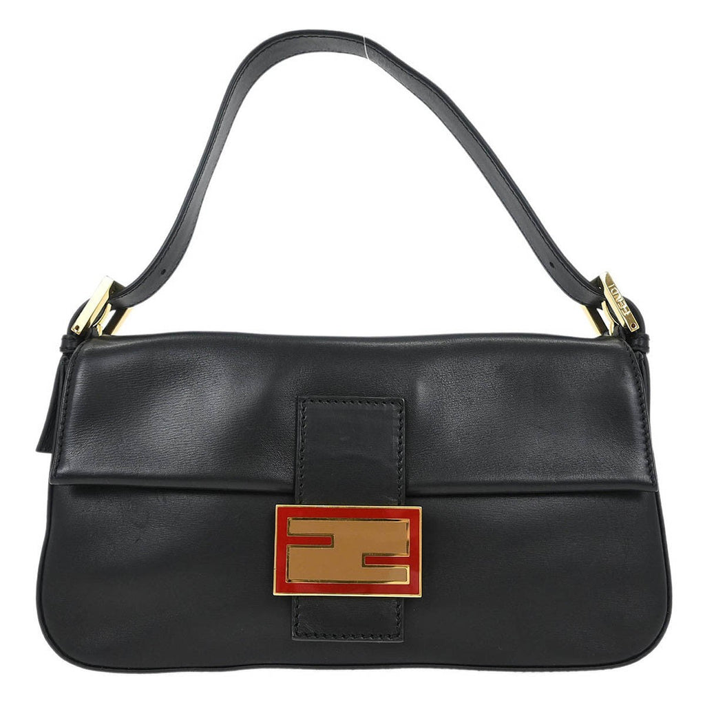 Fendi Baguette Bag Leather Black Leather Shoulder Bag Bag (Pre-Owned)
