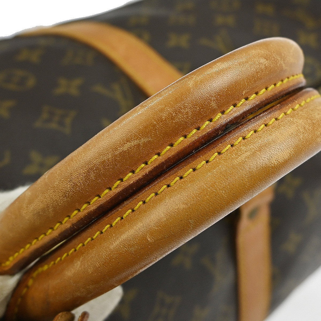 Louis Vuitton Keepall Bag Monogram Canvas Brown Leather Travel Bag Bag (Pre-Owned)