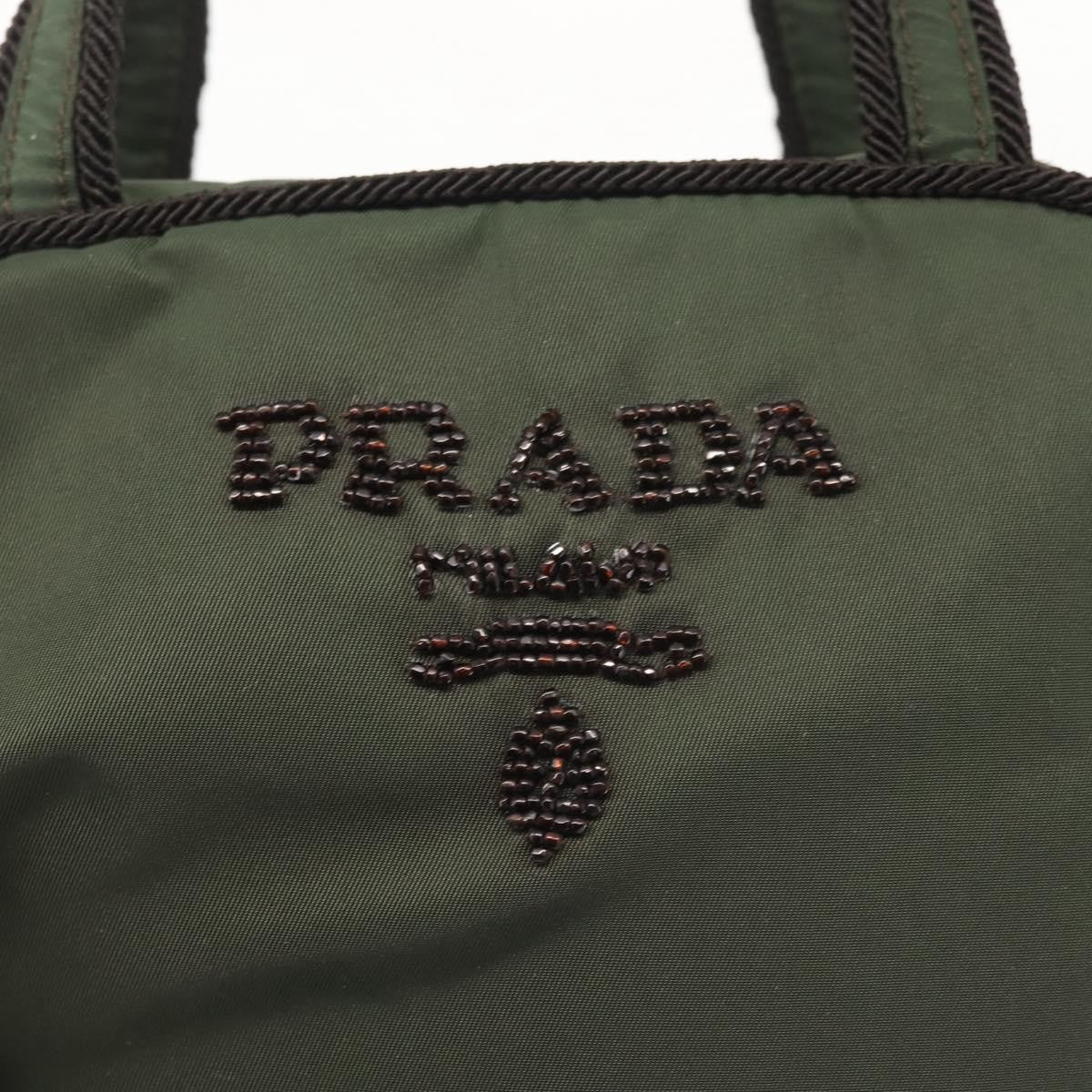 Prada Vintage Handbag Tessuto Khaki Nylon Handbag (Pre-Owned)