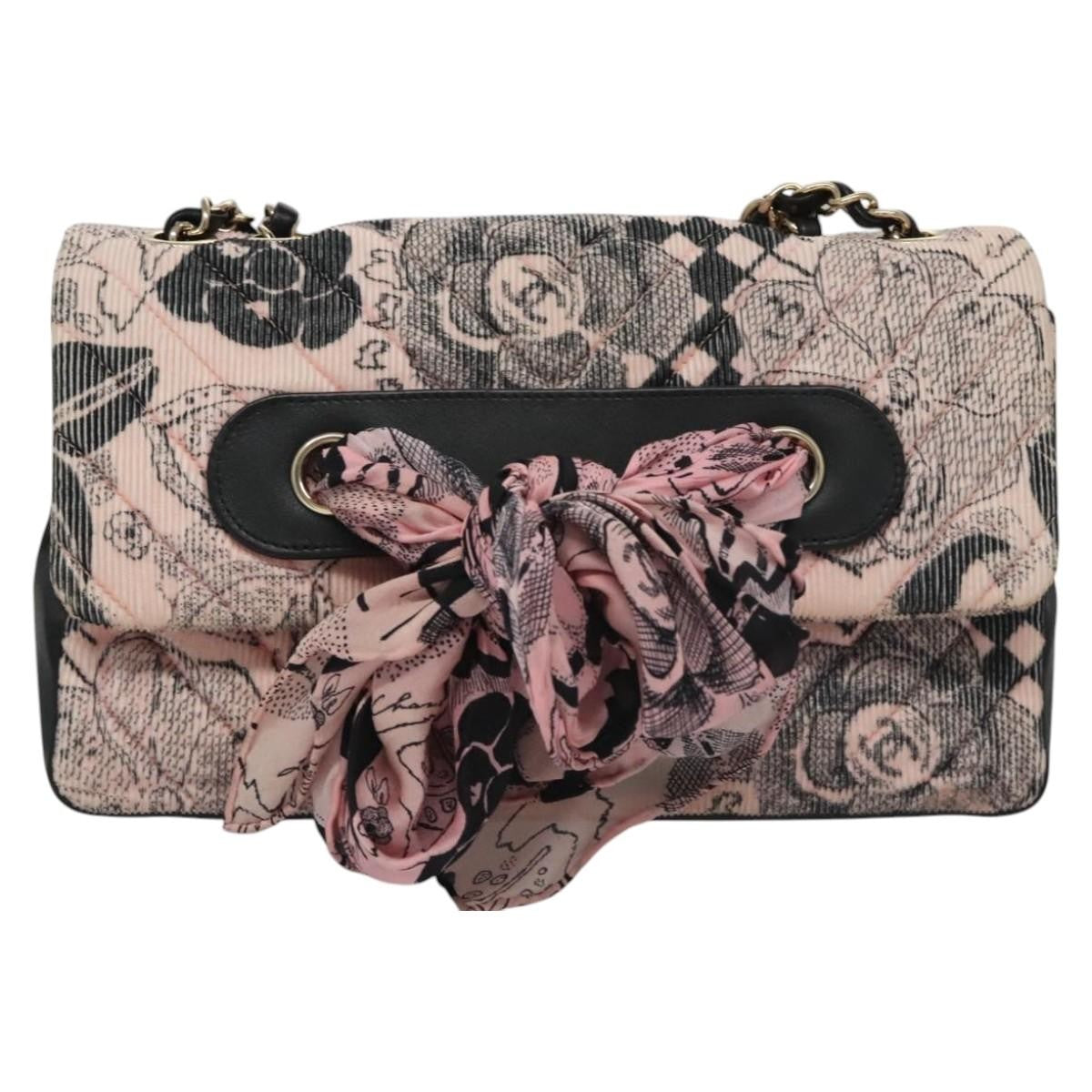 Chanel Flap Shoulder Bag Canvas Pink Cotton Shoulder Bag Bag (Pre-Owned)