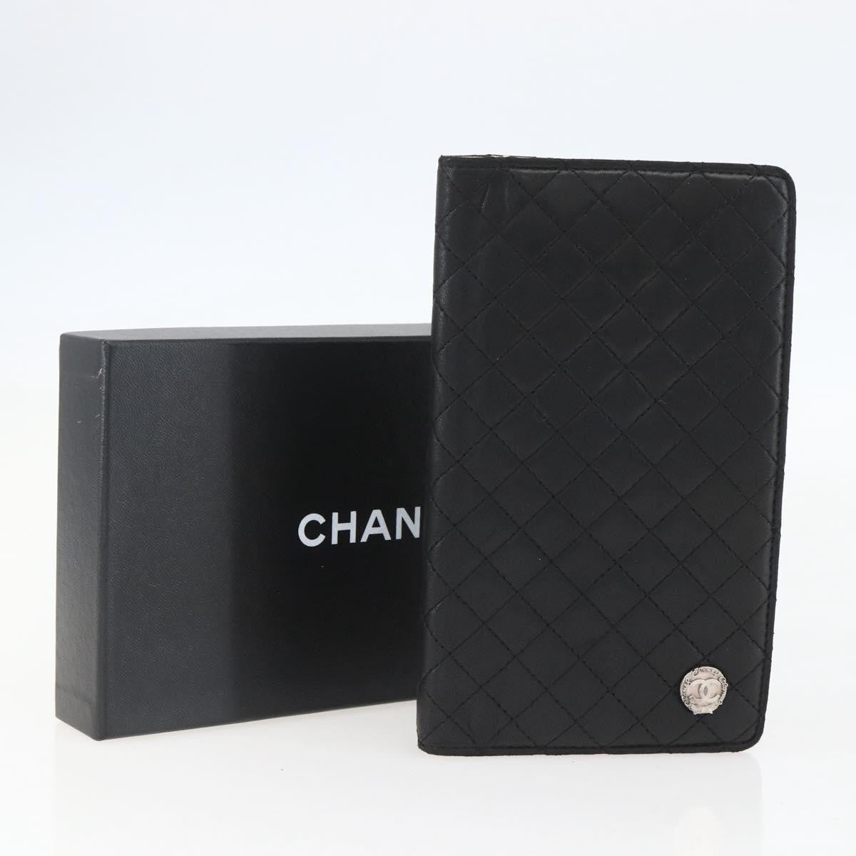Chanel Vintage Cc Bifold Wallet Leather Black Leather Wallets Accessory (Pre-Owned)