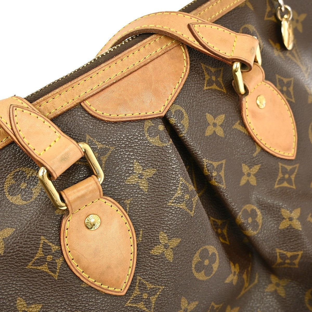 Louis Vuitton Palermo Handbag Monogram Canvas Brown Canvas Tote Bag Bag (Pre-Owned)